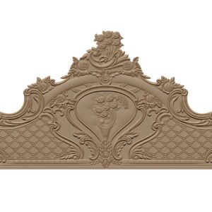3d luxury bed design, brown colour, in white background.